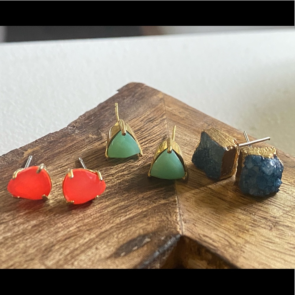 Three pairs of colored studs